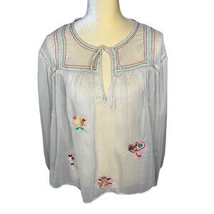 Ranna Gill Anthropologie Embroidered Peasant Blouse Top EUC Size Medium